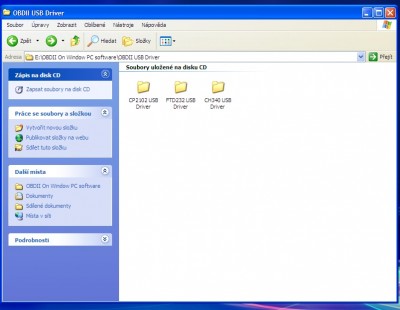ovládače z dodaného CD