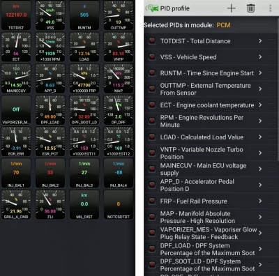 ForScan-dashboard.jpg (501.92 KiB) Zobrazeno 6229 x Vlevo nactene budiky s hodnotama<br />vpravo jejich nastaveni